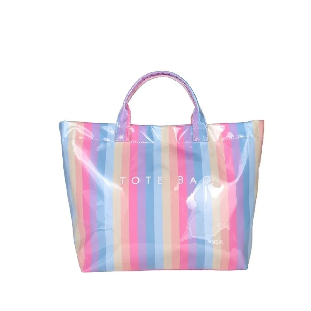 New Fashion Waterproof Striped Tote Bag Colorful Large Capacity PVC Handbag Rainbow Glossy Polyester Shoulder Bag Travel
New Fashion Waterproof Striped Tote Bag Colorful Large Capacity PVC Handbag Rainbow Glossy Polyester Shoulder Bag Travel