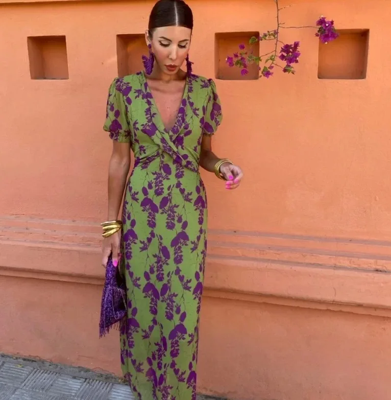 Casual Loose And Elegant Maxi Dress, Long Dress With V-neck And Short Sleeves, Pleated Print Dress
Casual Loose And Elegant Maxi Dress, Long Dress With V-neck And Short Sleeves, Pleated Print Dress