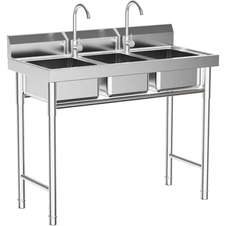 Free Standing Commercial Kitchen Sink Outdoor Stainless Steel Utility Sink with Three Compartments for Restaurant Kitchen Use D
Free Standing Commercial Kitchen Sink Outdoor Stainless Steel Utility Sink with Three Compartments for Restaurant Kitchen Use D