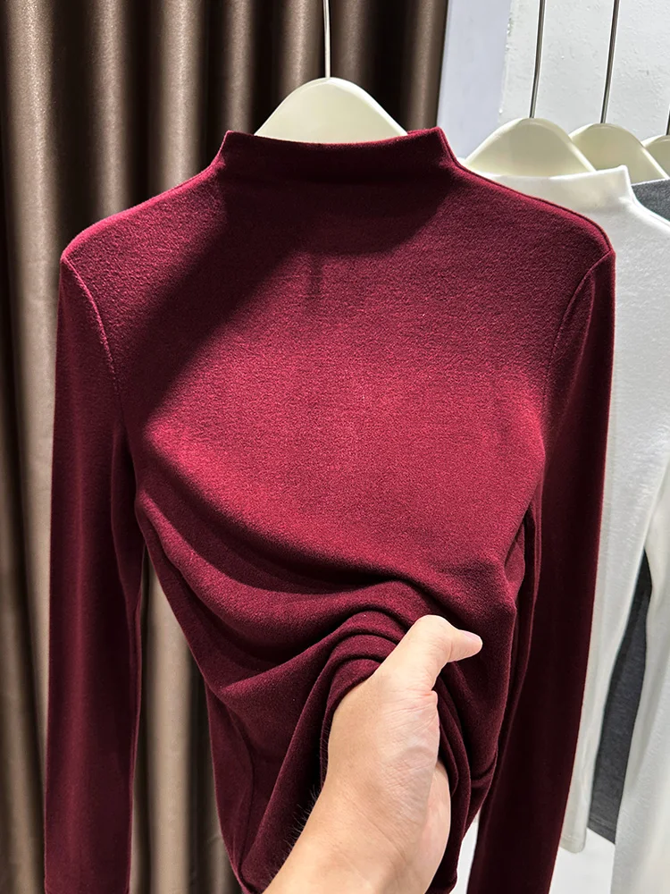 Thiened Fce Knitted Base irt Women's Autumn Winter Warm Inner Wear High Ne Slim Fit Korean Sle Long Sve round Ne
Thiened Fce Knitted Base irt Women's Autumn Winter Warm Inner Wear High Ne Slim Fit Korean Sle Long Sve round Ne