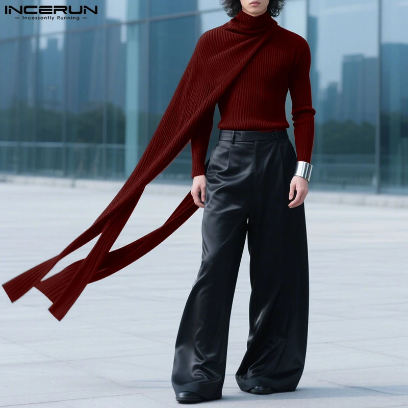 INCERUN Men Irregular Sweater Solid Knitted Turtleneck Long Sleeve Casual Male Pullovers Streetwear 2025 Fashion Men Clothing 
INCERUN Men Irregular Sweater Solid Knitted Turtleneck Long Sleeve Casual Male Pullovers Streetwear 2025 Fashion Men Clothing