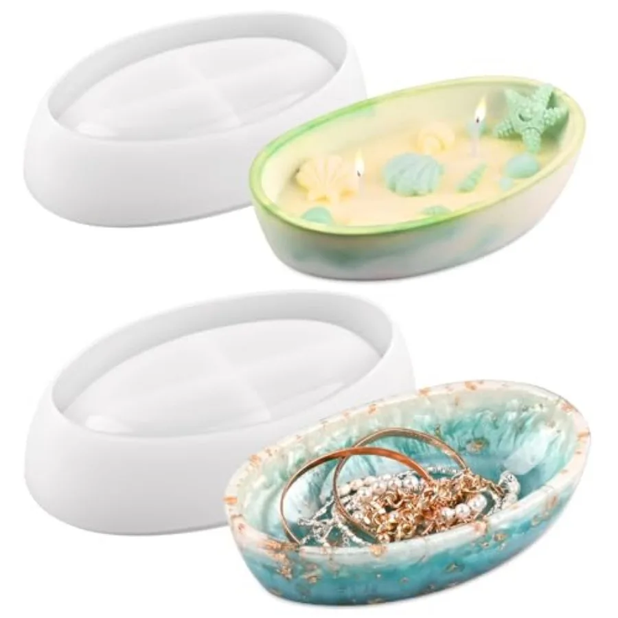 Candle Vessel Silicone Mold, 2 Pieces Oval Bowl Resin Container Molds, Candle Boat Storage Tray Mold for Epoxy Resin Craft Mold
Candle Vessel Silicone Mold, 2 Pieces Oval Bowl Resin Container Molds, Candle Boat Storage Tray Mold for Epoxy Resin Craft Mold