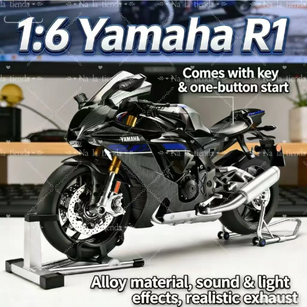 Спрей 1:6 для YAMAHA R1M, литая под давлением модель мотоцикла из сплава металла, настольный дисплей, коллекционный орнамент, праздничный подарок для мальчиков 16
Спрей 1:6 для YAMAHA R1M, литая под давлением модель мотоцикла из сплава металла, настольный дисплей, коллекционный орнамент, праздничный подарок для мальчиков 16