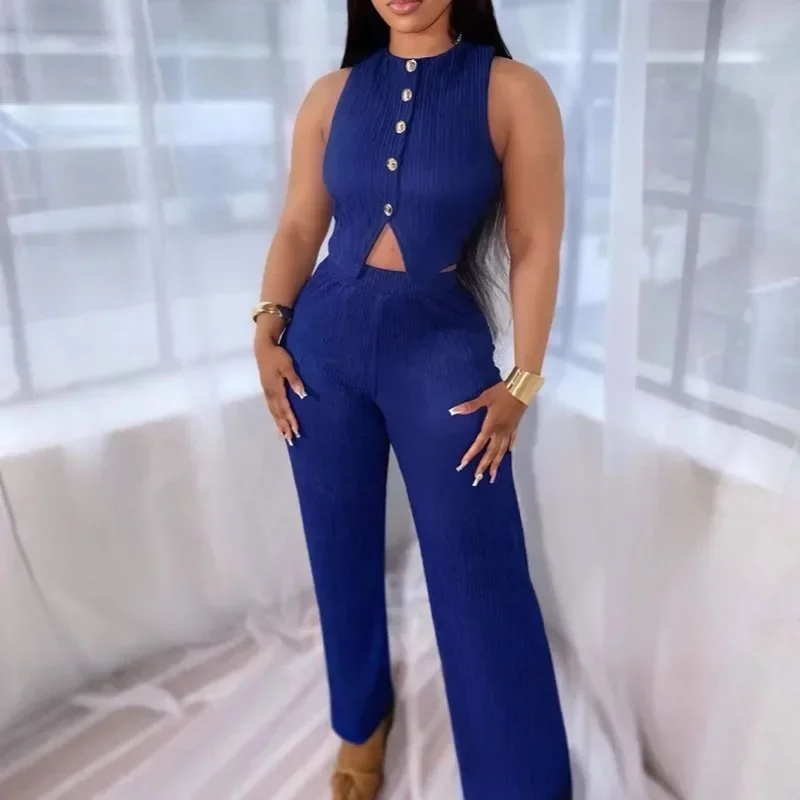 Doyerl Solid Elegant 2 Piece Outfits for Women Clothes Sets Sleeveless Single-breasted Button Crop Top and Wide Leg Pants Suits
Doyerl Solid Elegant 2 Piece Outfits for Women Clothes Sets Sleeveless Single-breasted Button Crop Top and Wide Leg Pants Suits