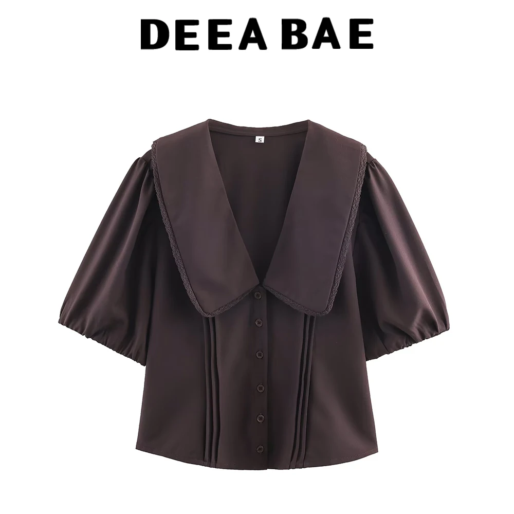 DEEABAE European and American winter new women's casual temperament simple bubble sleeve small round collar top
DEEABAE European and American winter new women's casual temperament simple bubble sleeve small round collar top