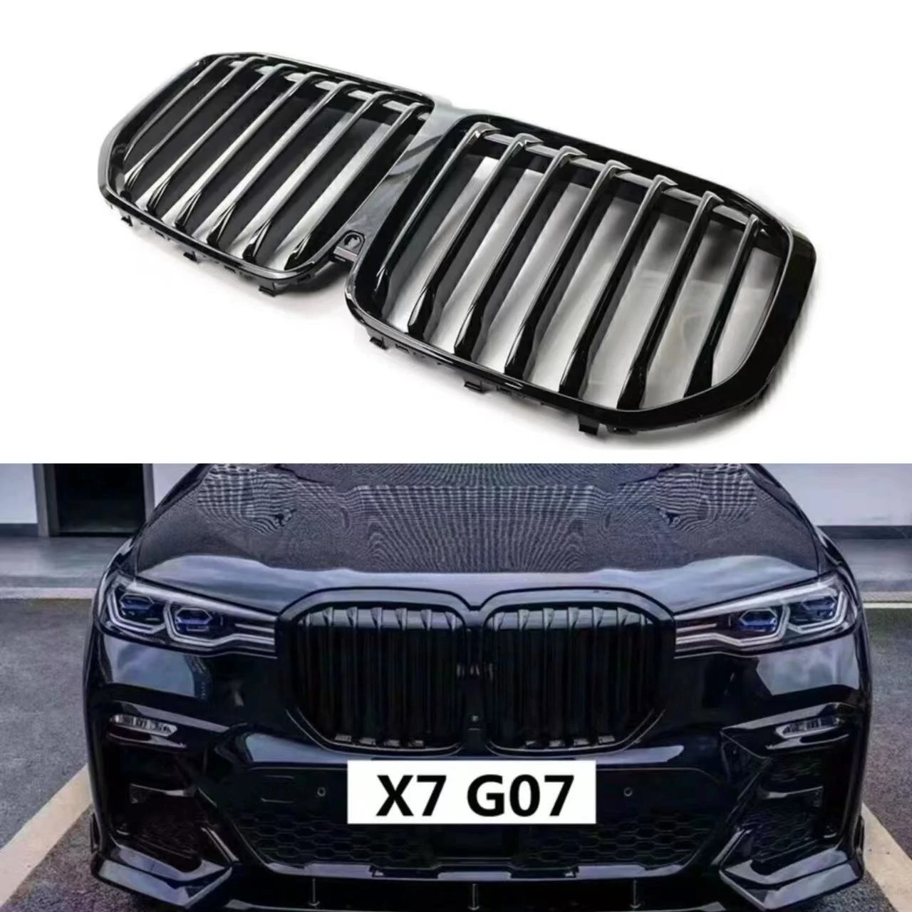 Для BMW X7 G07 2020-2022 годов: глянцевая черная решетка радиатора в стиле MP с одной планкой, полностью затемненная, комплект обвеса, оригинальная замена
Для BMW X7 G07 2020-2022 годов: глянцевая черная решетка радиатора в стиле MP с одной планкой, полностью затемненная, комплект обвеса, оригинальная замена