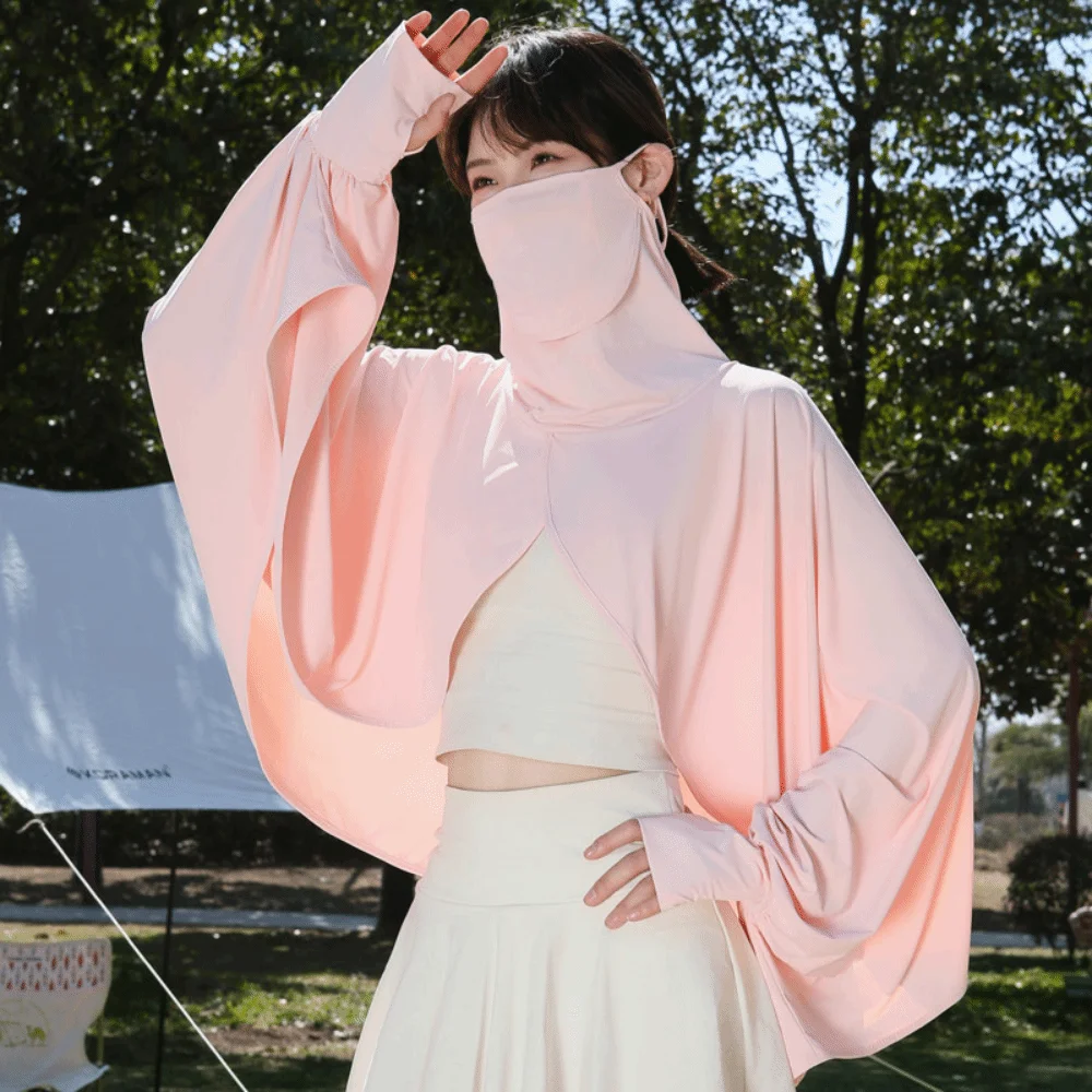 Face Cover Women's Cooling Shawl Ice Silk UV Protection Sun Protection Cape Breathable with Finger Hole Driving Sleeves
Face Cover Women's Cooling Shawl Ice Silk UV Protection Sun Protection Cape Breathable with Finger Hole Driving Sleeves