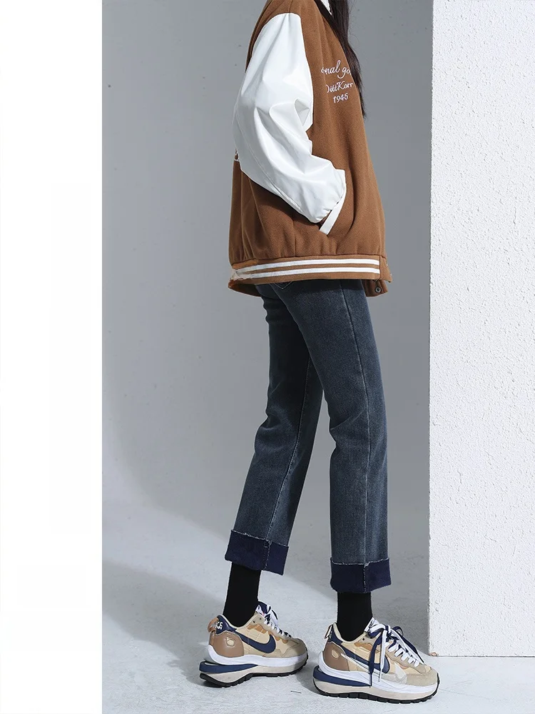 Женские джинсы с прямыми штанинами на подкладке Fce, утягивающие брюки с высокой талией, зимний сезон, хлопковые эластичные джинсы с высокой талией
Женские джинсы с прямыми штанинами на подкладке Fce, утягивающие брюки с высокой талией, зимний сезон, хлопковые эластичные джинсы с высокой талией