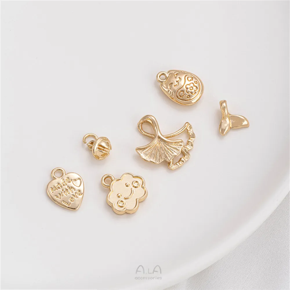 14K Gold Filled Plated Brass Cloud Fish Tail Apricot Leaf Bell Lucky Cat English Peach Heart Pendant DIY Handmade Jewelry
14K Gold Filled Plated Brass Cloud Fish Tail Apricot Leaf Bell Lucky Cat English Peach Heart Pendant DIY Handmade Jewelry