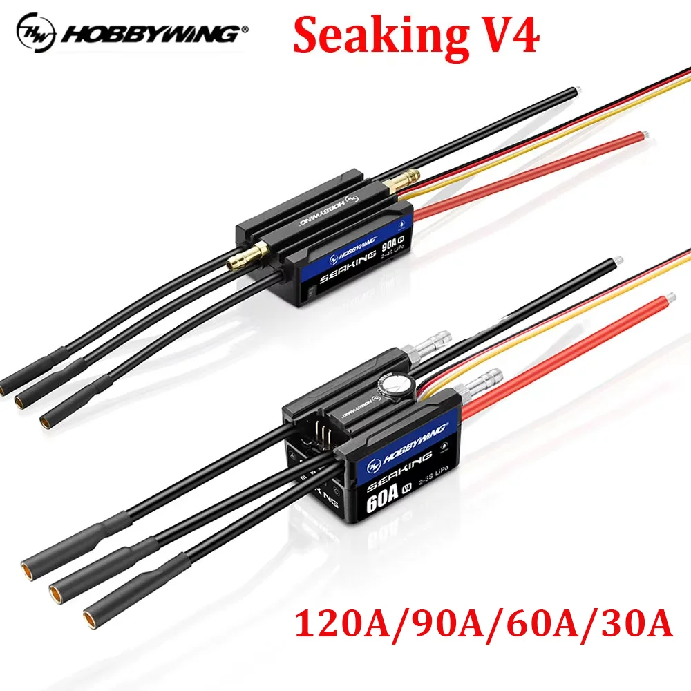 Hobbywing Seaking 120A/90A/60A/30A V4 ESC Built-in BEC / LP67 Fully Waterproof Design for RC Boar
Hobbywing Seaking 120A/90A/60A/30A V4 ESC Built-in BEC / LP67 Fully Waterproof Design for RC Boar
