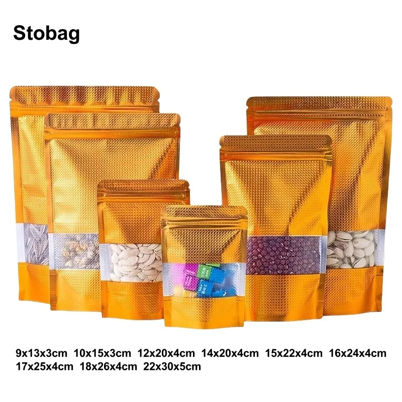 StoBag 100 шт., Золотая упаковка для пищевых продуктов, сумка на молнии с окном, алюминиевая фольга, стойка для хранения конфет, чая, орехов, многоразовый подарочный пакет
StoBag 100 шт., Золотая упаковка для пищевых продуктов, сумка на молнии с окном, алюминиевая фольга, стойка для хранения конфет, чая, орехов, многоразовый подарочный пакет