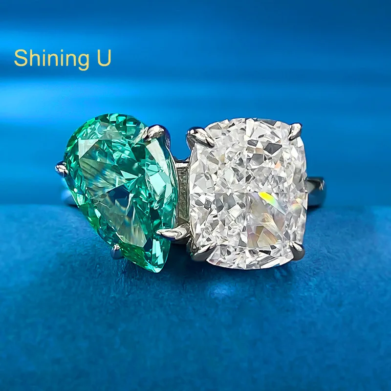 Shining U S925 Silver High Carbon Diamond Gems 7*11mm Ring for Women Fine Jewelry Anniversary
Shining U S925 Silver High Carbon Diamond Gems 7*11mm Ring for Women Fine Jewelry Anniversary