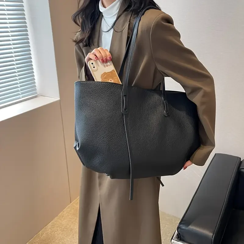 Large Capacity Tote Bag, Elegant Handbag With Zipper Women's Trendy Shoulder Bag For Work & School
Large Capacity Tote Bag, Elegant Handbag With Zipper Women's Trendy Shoulder Bag For Work & School