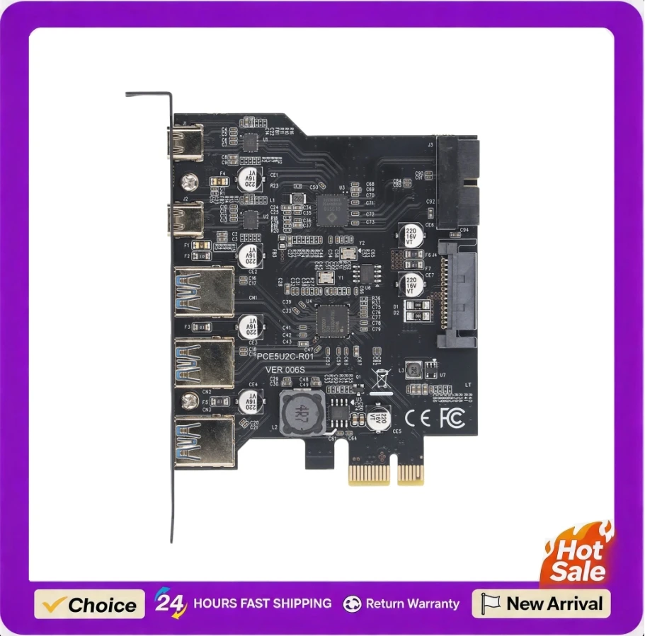 PCIe to USB 3.2 Gen 1 Card 5Gbps 3 USB Type A 2 USB Type C 5 Port PCI Express Expansion Card for Windows Linux OS X Desktop PC
PCIe to USB 3.2 Gen 1 Card 5Gbps 3 USB Type A 2 USB Type C 5 Port PCI Express Expansion Card for Windows Linux OS X Desktop PC
