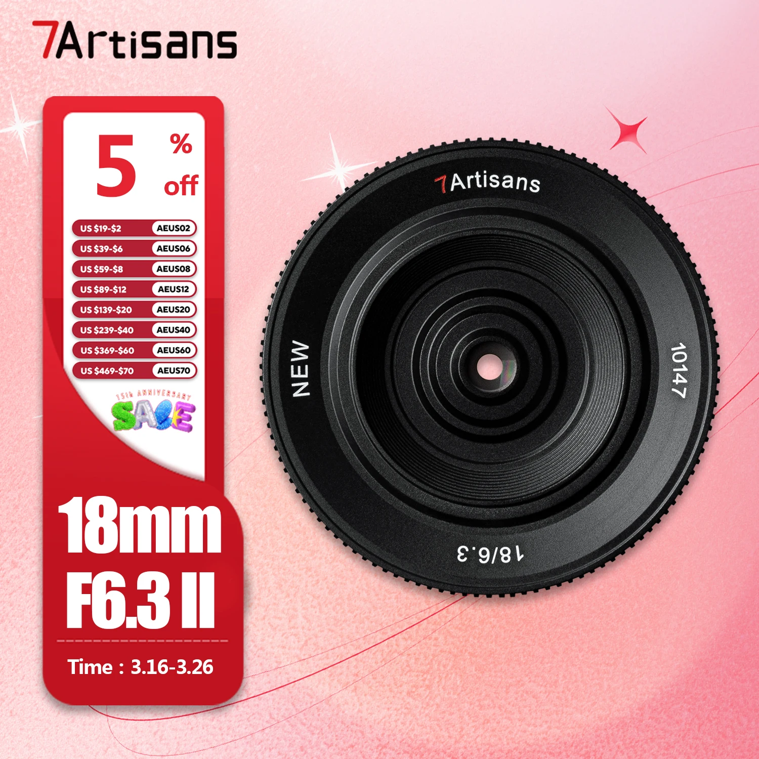 7artisans APS-C 18mm F6.3 II Ultra-thin Chip Manual Prime Camera Lens for Photography with Sony E A7RII Fujifilm X Nikon Z Mount
7artisans APS-C 18mm F6.3 II Ultra-thin Chip Manual Prime Camera Lens for Photography with Sony E A7RII Fujifilm X Nikon Z Mount