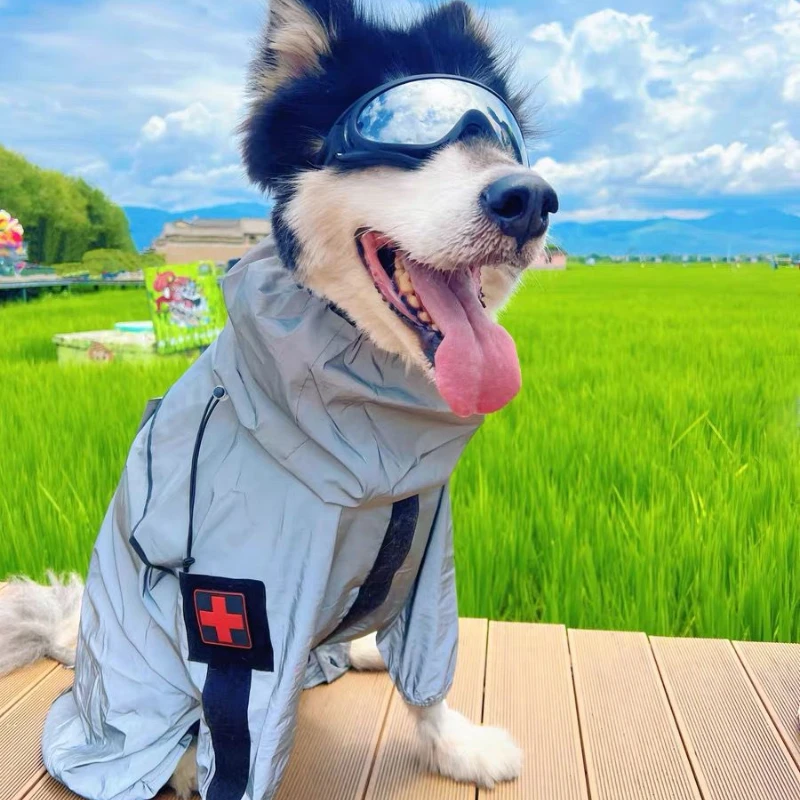 Dog Jumpsuit Waterproof Raincoat Sunscreen Dog Raincoat Tactical Reflective Jacket Medium and Large Dog Golden Retriever Border
Dog Jumpsuit Waterproof Raincoat Sunscreen Dog Raincoat Tactical Reflective Jacket Medium and Large Dog Golden Retriever Border