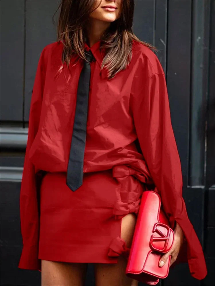 2025 New Casual Shirts 2 Piece-Set Skirt Female Solid Lapel Long Sleeve Commute Streetwear Bandage Loose Women's MIni Skirt Sets
2025 New Casual Shirts 2 Piece-Set Skirt Female Solid Lapel Long Sleeve Commute Streetwear Bandage Loose Women's MIni Skirt Sets