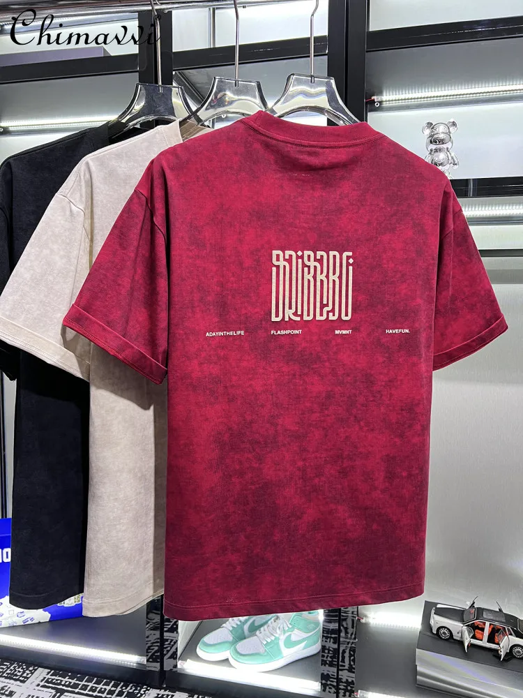 Tie Dye Printing Letter Plus Size Trend Tops Summer New Men's Short Sleeve Loose Casual T Shirts Fashion Vintage Men Clothing
Tie Dye Printing Letter Plus Size Trend Tops Summer New Men's Short Sleeve Loose Casual T Shirts Fashion Vintage Men Clothing