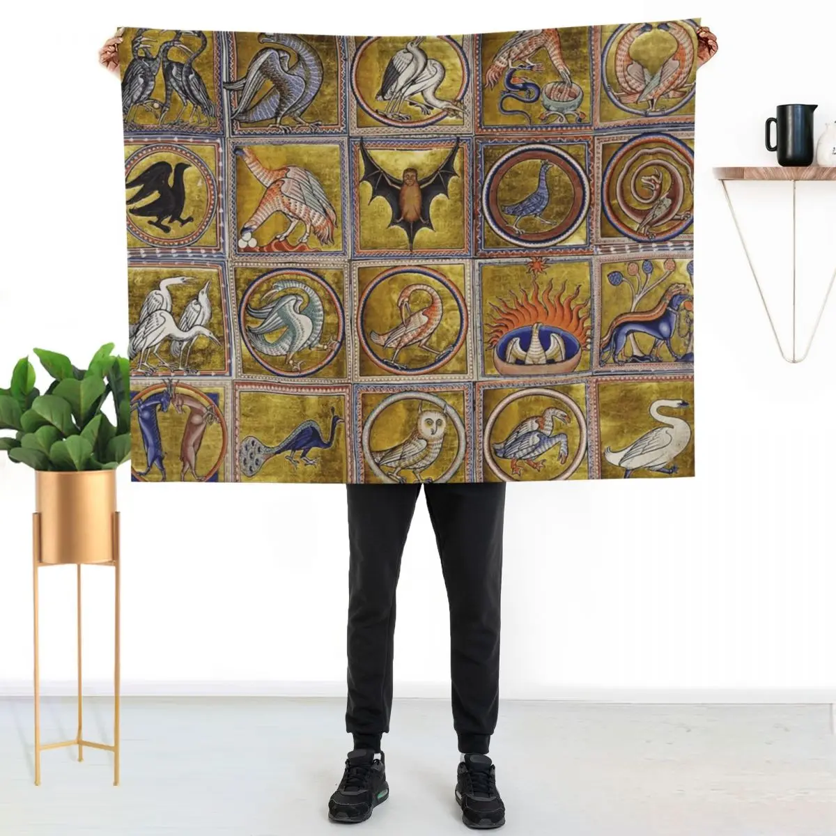MEDIEVAL BESTIARY, FANTASTIC ANIMALS IN GOLD RED BLUE COLORS Throw Blanket Warm Plush Fuzzy Blanket for Living Room
MEDIEVAL BESTIARY, FANTASTIC ANIMALS IN GOLD RED BLUE COLORS Throw Blanket Warm Plush Fuzzy Blanket for Living Room