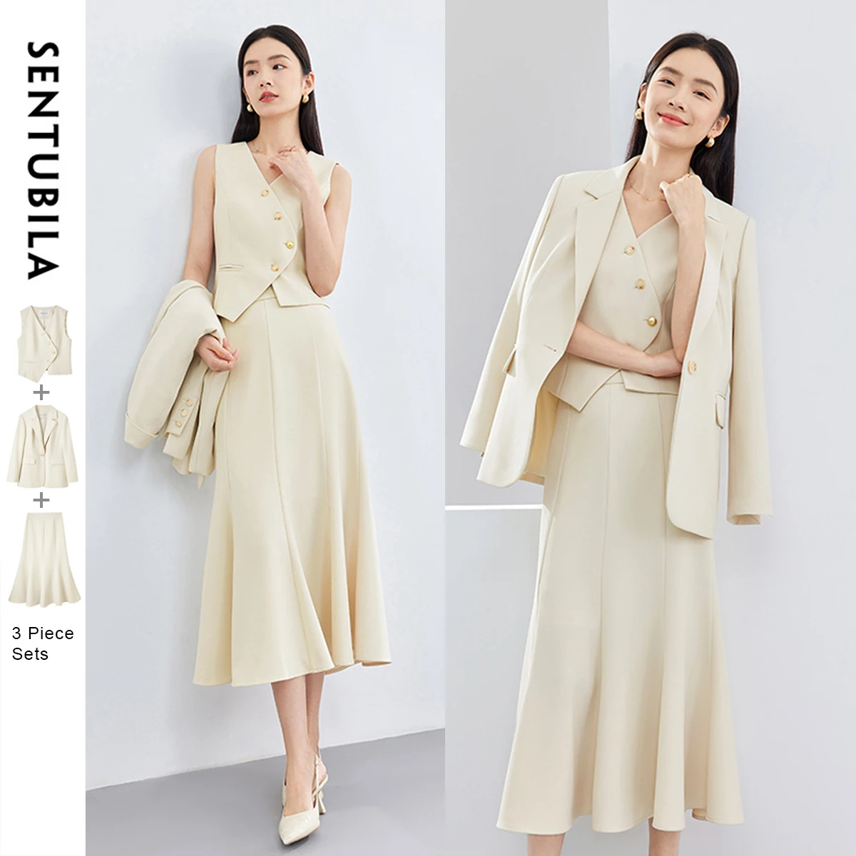 SENTUBILA Office Wear 3 Piece Skirt Sets Women 2025 Spring Outfits Waistcoat Blazer Trumpet Skirt Suit Lady Clothing 141Z52760
SENTUBILA Office Wear 3 Piece Skirt Sets Women 2025 Spring Outfits Waistcoat Blazer Trumpet Skirt Suit Lady Clothing 141Z52760