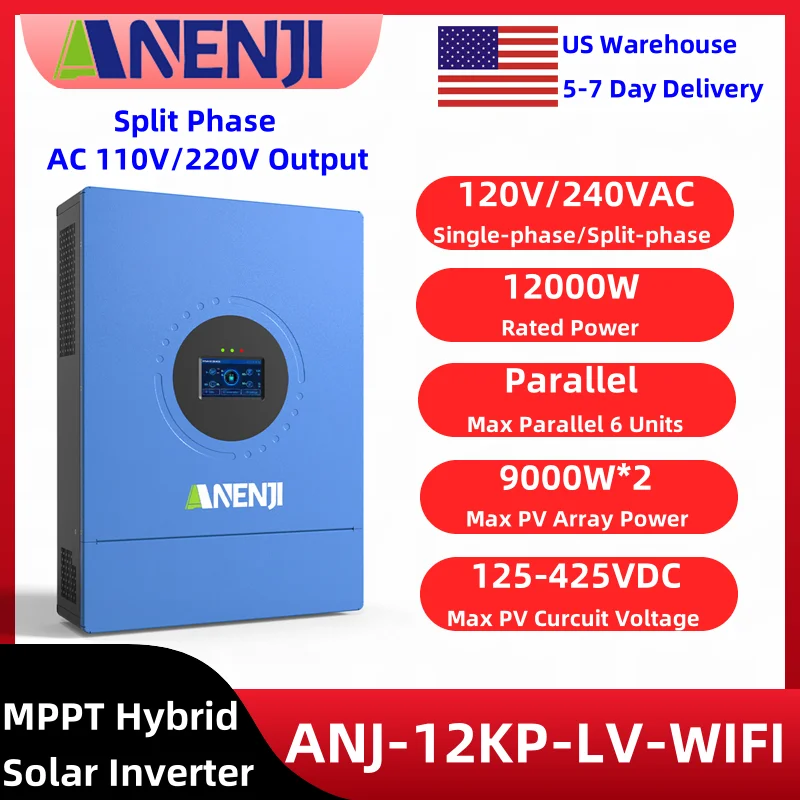 ANENJI 12 кВт 120 В/240 В раздельнофазный гибридный солнечный инвертор параллельный 48 В автономный инвертор встроенный контроллер заряда солнечной энергии 220 А
ANENJI 12 кВт 120 В/240 В раздельнофазный гибридный солнечный инвертор параллельный 48 В автономный инвертор встроенный контроллер заряда солнечной энергии 220 А