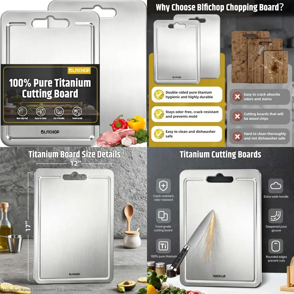 Double-Sided Non-Toxic Pure Titanium Chopping Boards with Juice Groove for Kitchen Use - Meat Cutting Boards
Double-Sided Non-Toxic Pure Titanium Chopping Boards with Juice Groove for Kitchen Use - Meat Cutting Boards
