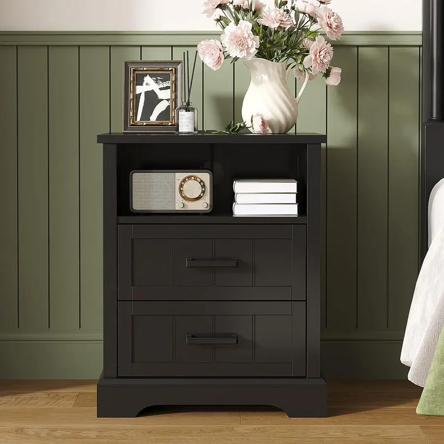 Прикроватные тумбочки в фермерском доме с зарядной станцией, деревянная тумбочка с двумя ящиками, прикроватная тумбочка с открытой полкой для хранения для спальни,
Прикроватные тумбочки в фермерском доме с зарядной станцией, деревянная тумбочка с двумя ящиками, прикроватная тумбочка с открытой полкой для хранения для спальни,