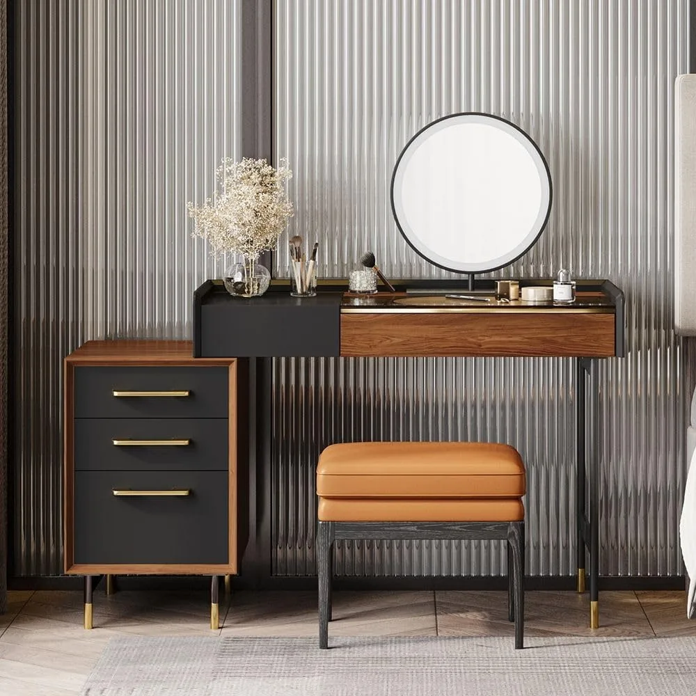 47" Modern Wood Luxury Vanity Makeup with Mirror and Lights (3 Modes), 5 Drawers, Charging Station, Tempered Glass Top
47" Modern Wood Luxury Vanity Makeup with Mirror and Lights (3 Modes), 5 Drawers, Charging Station, Tempered Glass Top