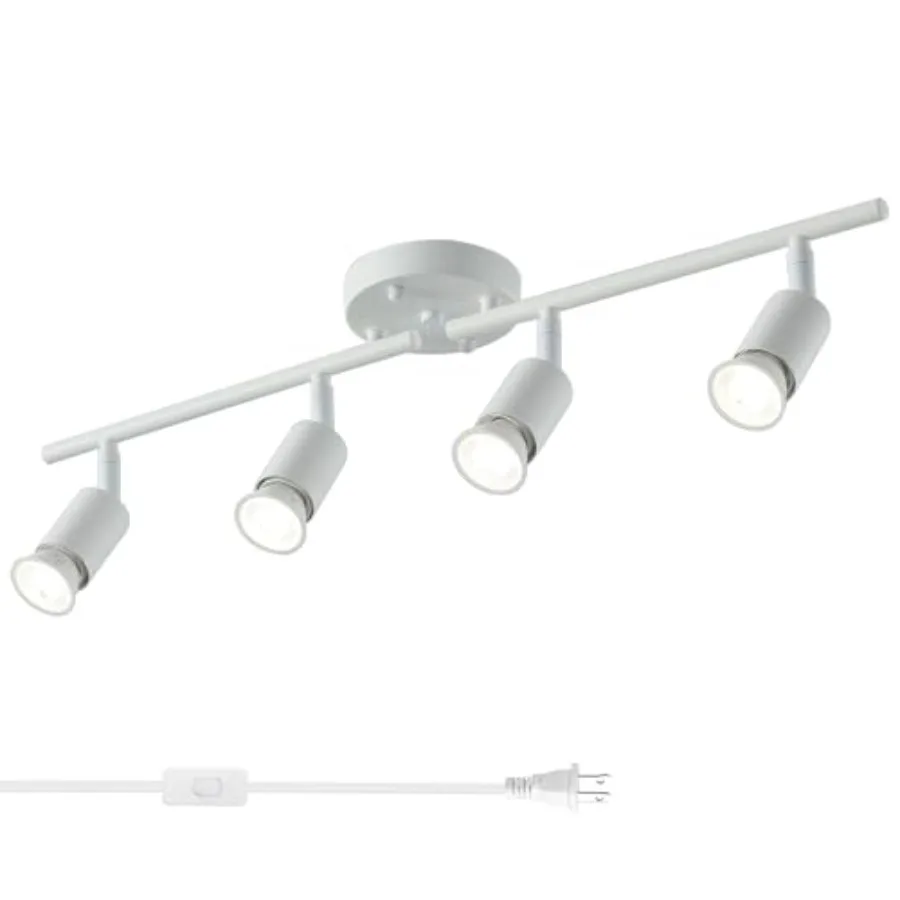 4 Light White Plug in Track Light White Plug in Ceiling Lighting Fixture with 16.4' Long Cord4 Way Ceiling Spotlight Rotatable
4 Light White Plug in Track Light White Plug in Ceiling Lighting Fixture with 16.4' Long Cord4 Way Ceiling Spotlight Rotatable