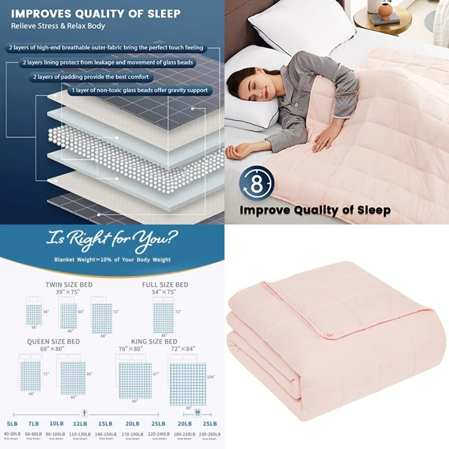 Weighted Blanket for Adults 12lbs, 48x72, Pink Heavy Blanket for 110-130lbs, Weighted Blanket for Cooling Heating with Premium
Weighted Blanket for Adults 12lbs, 48x72, Pink Heavy Blanket for 110-130lbs, Weighted Blanket for Cooling Heating with Premium