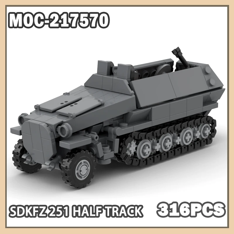 MOC- 217570 Военная война Sdkfz 251, полугусеничный строительный блок, солдат, бронеавтомобиль, сборная игрушка-головоломка, рождественские подарки для детей, 316P
MOC- 217570 Военная война Sdkfz 251, полугусеничный строительный блок, солдат, бронеавтомобиль, сборная игрушка-головоломка, рождественские подарки для детей, 316P