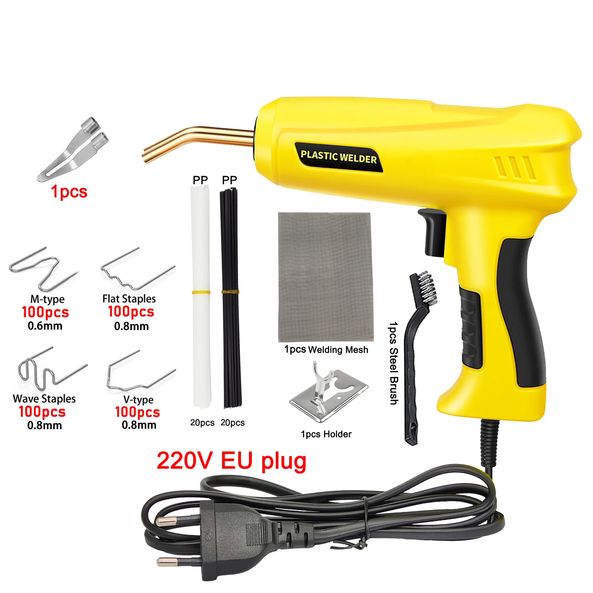 200W 2-in-1 Plastic Welder Kit, Heavy Duty Auto Bumper & PVC Repair Welding Gun Iron Tool Set
200W 2-in-1 Plastic Welder Kit, Heavy Duty Auto Bumper & PVC Repair Welding Gun Iron Tool Set