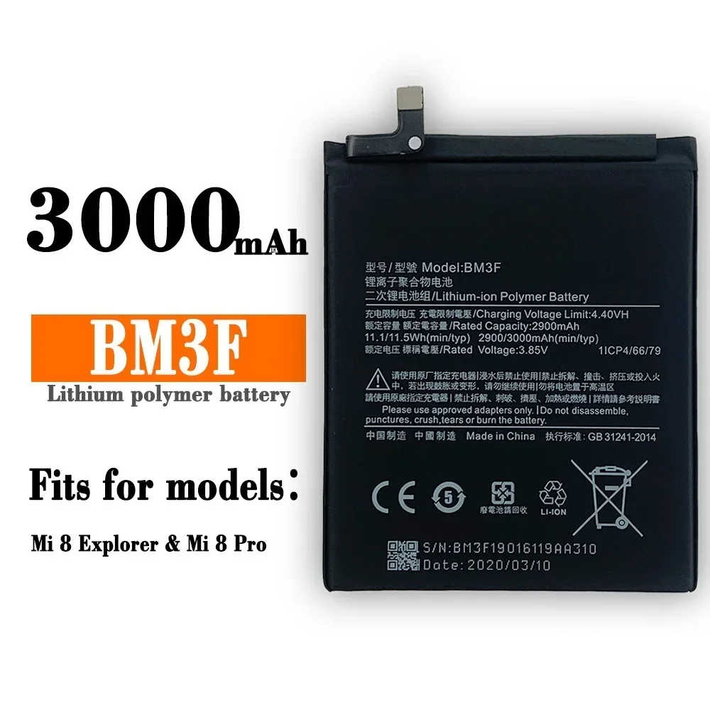 Phone Battery BM3F For Xiaomi Mi 8 Mi8 Explorer Mi8 Pro Transparent Exploration Edition 3000mAh Batteries
Phone Battery BM3F For Xiaomi Mi 8 Mi8 Explorer Mi8 Pro Transparent Exploration Edition 3000mAh Batteries