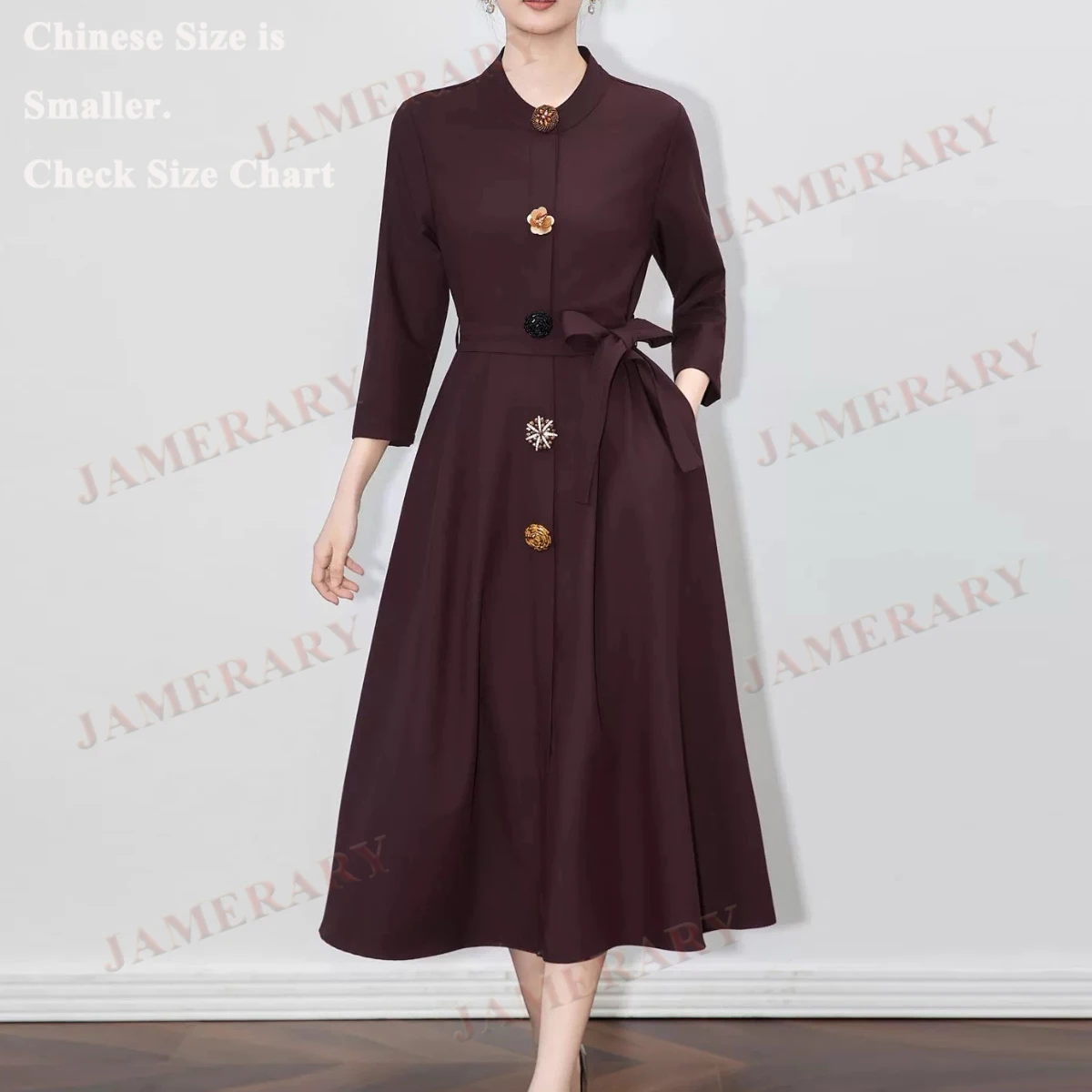 Vintage Retro Single Breasted Stand Spring Autumn Long Dresses Women 3/4 Sleeve Casual Midi Dress Dinner Vestidos De Fiesta
Vintage Retro Single Breasted Stand Spring Autumn Long Dresses Women 3/4 Sleeve Casual Midi Dress Dinner Vestidos De Fiesta