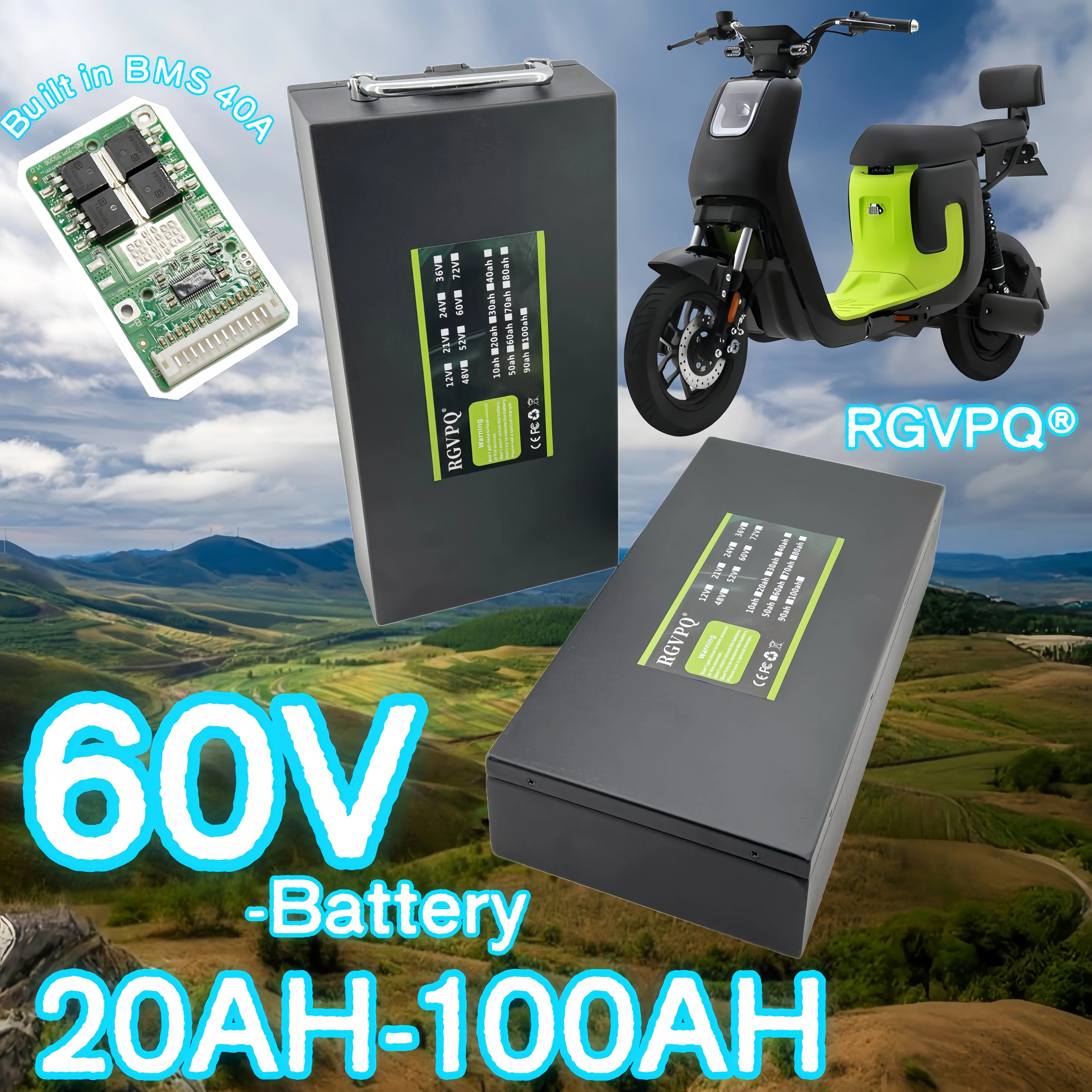 Air freight, Harley battery 60V 20AH-100AH, 18650 lithium-ion battery, 3000W electric scooter motorcycle, with 40AHBMS+charger
Air freight, Harley battery 60V 20AH-100AH, 18650 lithium-ion battery, 3000W electric scooter motorcycle, with 40AHBMS+charger