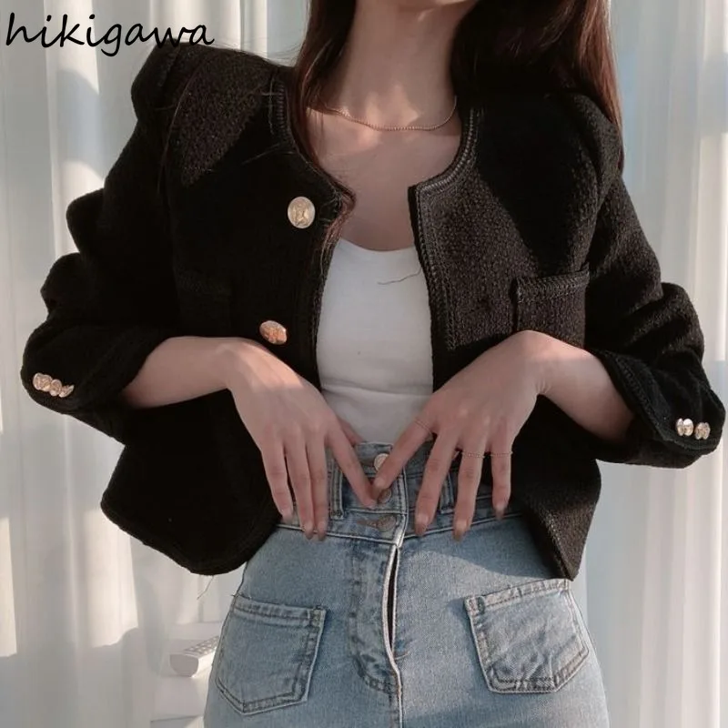 Korean Chic Jackets for Women Temperament Crop Tops O-neck Single Breasted Outwear Thicked Vintage Coats 2025 Ropa Mujer 27z824
Korean Chic Jackets for Women Temperament Crop Tops O-neck Single Breasted Outwear Thicked Vintage Coats 2025 Ropa Mujer 27z824