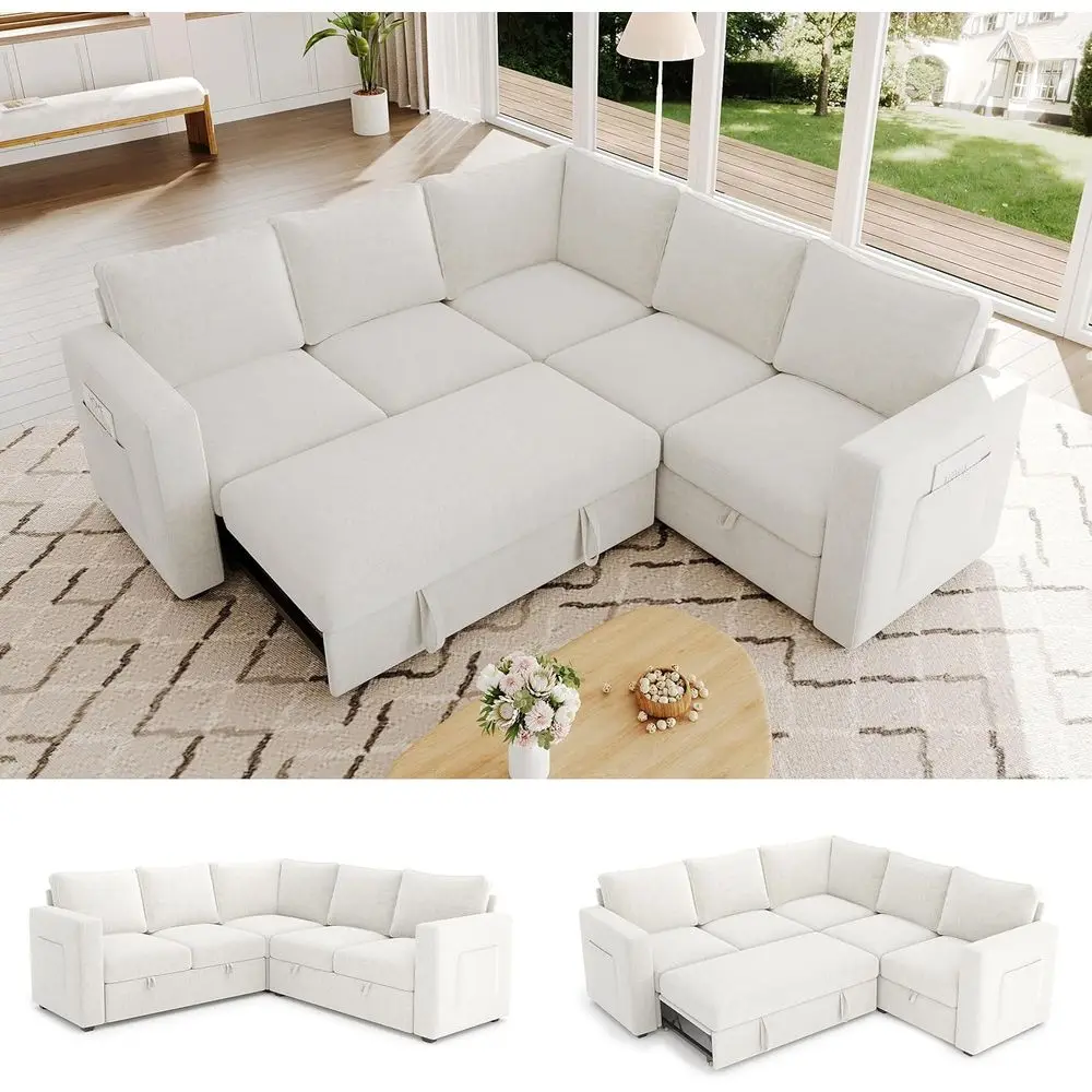83.5 L-shaped Sectional Sofa with Pull-Out Bed, 5-Seat Sleeper, Storage Sectional, Comfortable Living Room Couch, Light Beige
83.5 L-shaped Sectional Sofa with Pull-Out Bed, 5-Seat Sleeper, Storage Sectional, Comfortable Living Room Couch, Light Beige