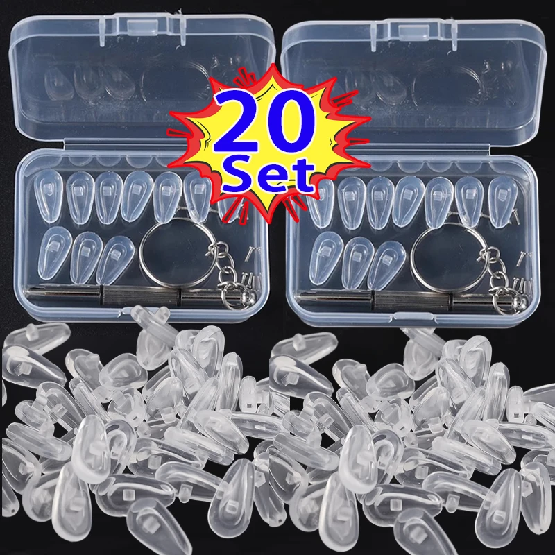 20sets Eyeglasses Nose Pads with Screwdriver Soft Silicone Air Chamber Glasses Anti-slip Nose Pad Replacement Repair Tools
20sets Eyeglasses Nose Pads with Screwdriver Soft Silicone Air Chamber Glasses Anti-slip Nose Pad Replacement Repair Tools