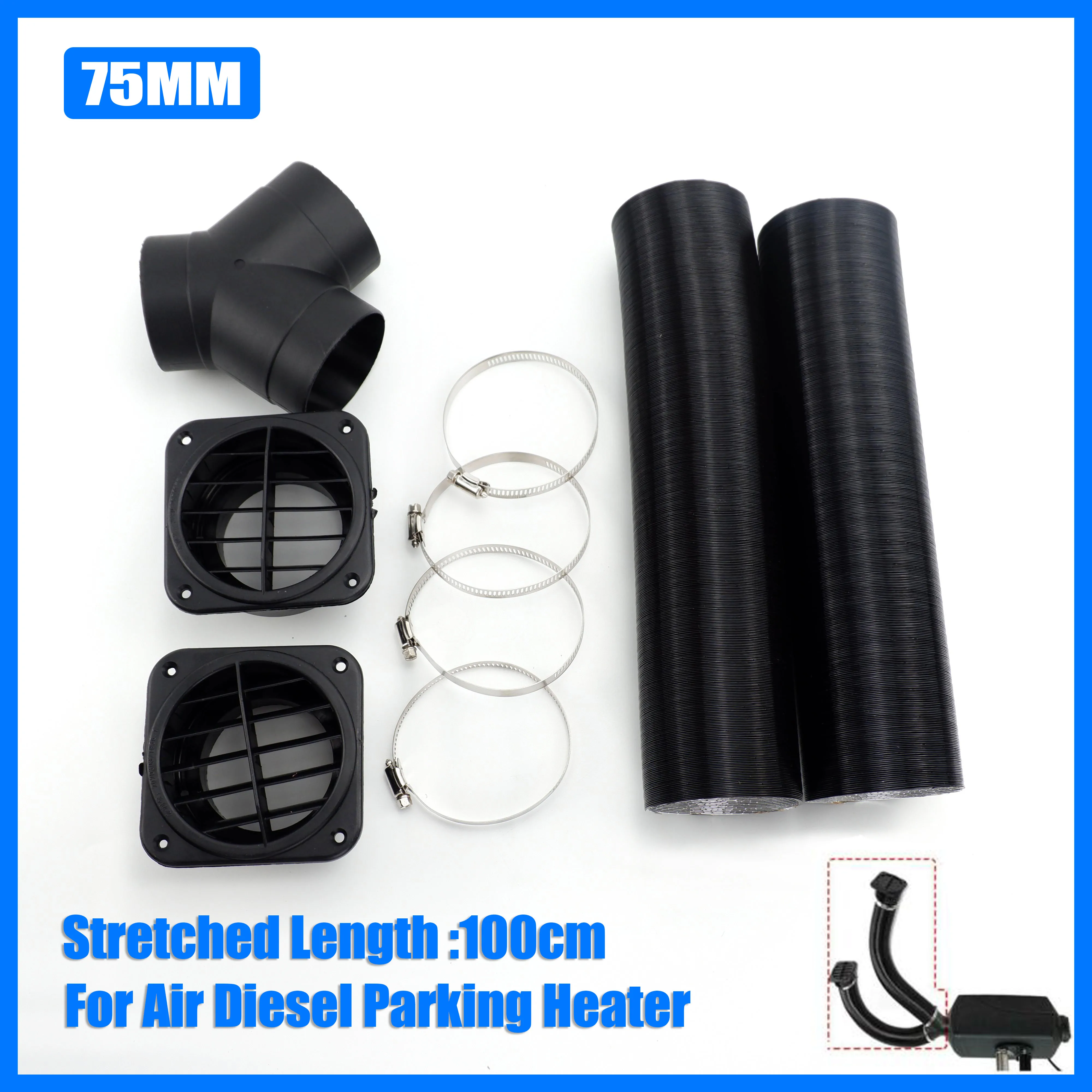75mm Car Auto Heater Y Pipe Duct Warm Air Outlet Set Fit For Webasto Eberspacher Propex Parking Diesel Heater
75mm Car Auto Heater Y Pipe Duct Warm Air Outlet Set Fit For Webasto Eberspacher Propex Parking Diesel Heater