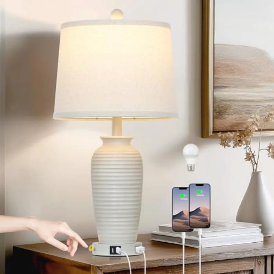 25" Vintage Farmhouse Jar Table Lamps, Single Rustic Bedside Lamp with USB A+C Ports and AC Outlet, Nightstand Lamps for Living
25" Vintage Farmhouse Jar Table Lamps, Single Rustic Bedside Lamp with USB A+C Ports and AC Outlet, Nightstand Lamps for Living