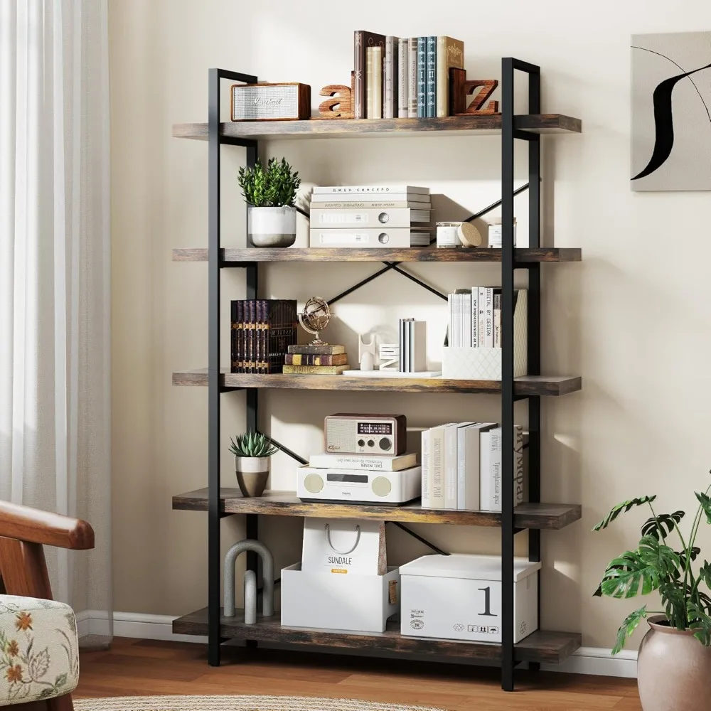 Heavy Duty 47'' Bookshelf, Industrial 5 Tier Bookcase with Steel Frame, Modern Tall Bookshelf Storage Organizer for Living Room
Heavy Duty 47'' Bookshelf, Industrial 5 Tier Bookcase with Steel Frame, Modern Tall Bookshelf Storage Organizer for Living Room