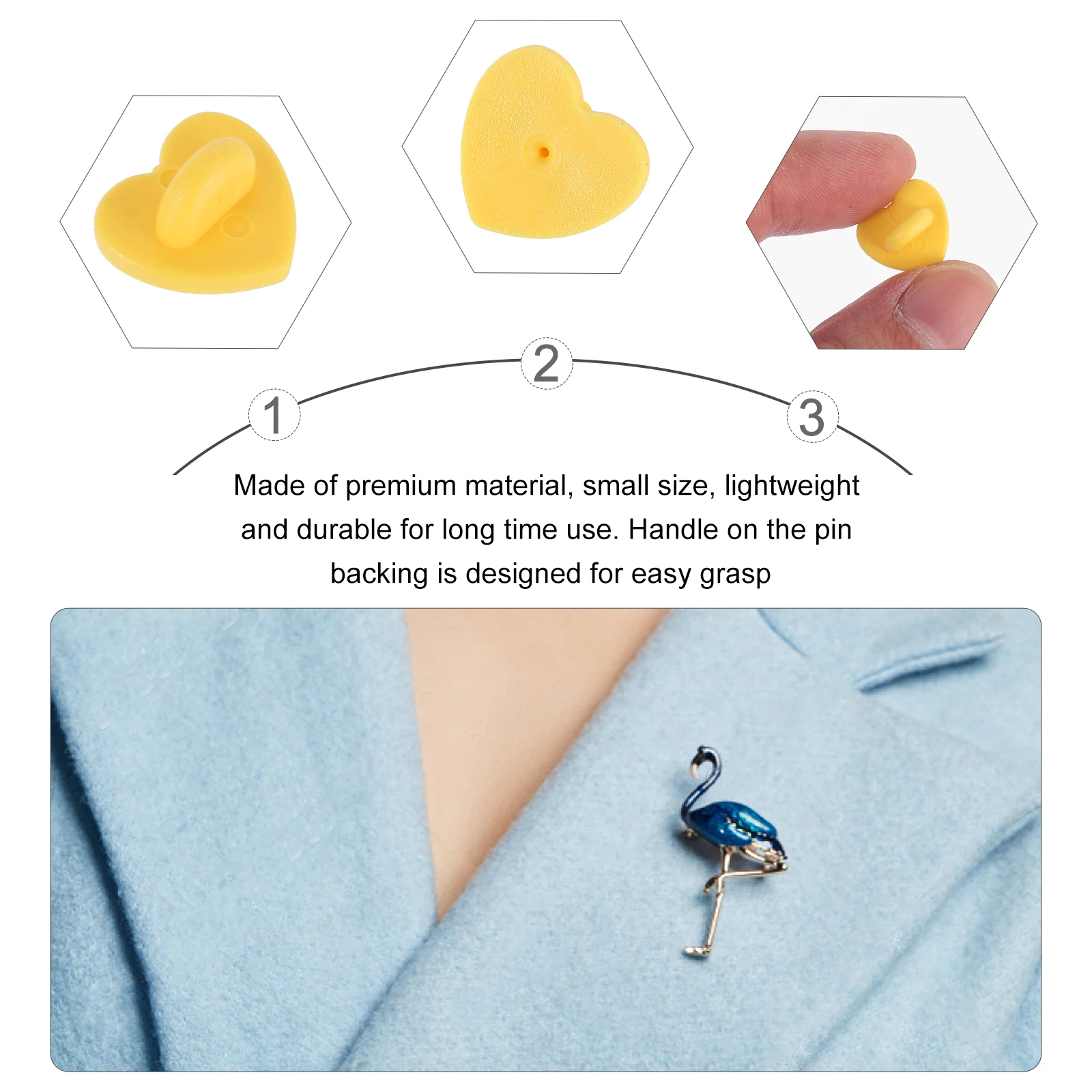 100pcs Heart Shaped Pin Backs Cap Retainer Yellow Color Jewelry Accessories Components Pin Keepers Clutch Backings
100pcs Heart Shaped Pin Backs Cap Retainer Yellow Color Jewelry Accessories Components Pin Keepers Clutch Backings