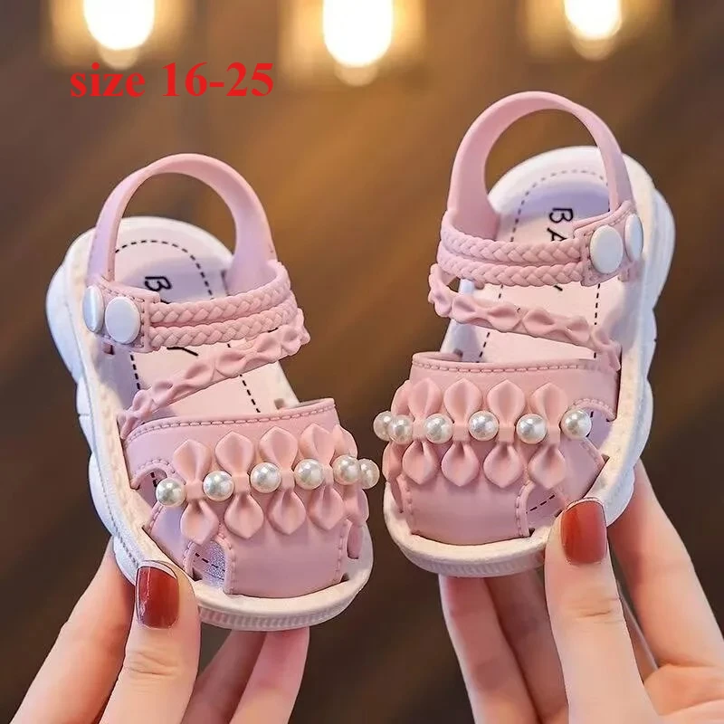 Toddler Girls Summer Sandals with Lovely Bows & Pearls Soft Sole Non-Slip Casual Beach Shoes for Little Kids
Toddler Girls Summer Sandals with Lovely Bows & Pearls Soft Sole Non-Slip Casual Beach Shoes for Little Kids