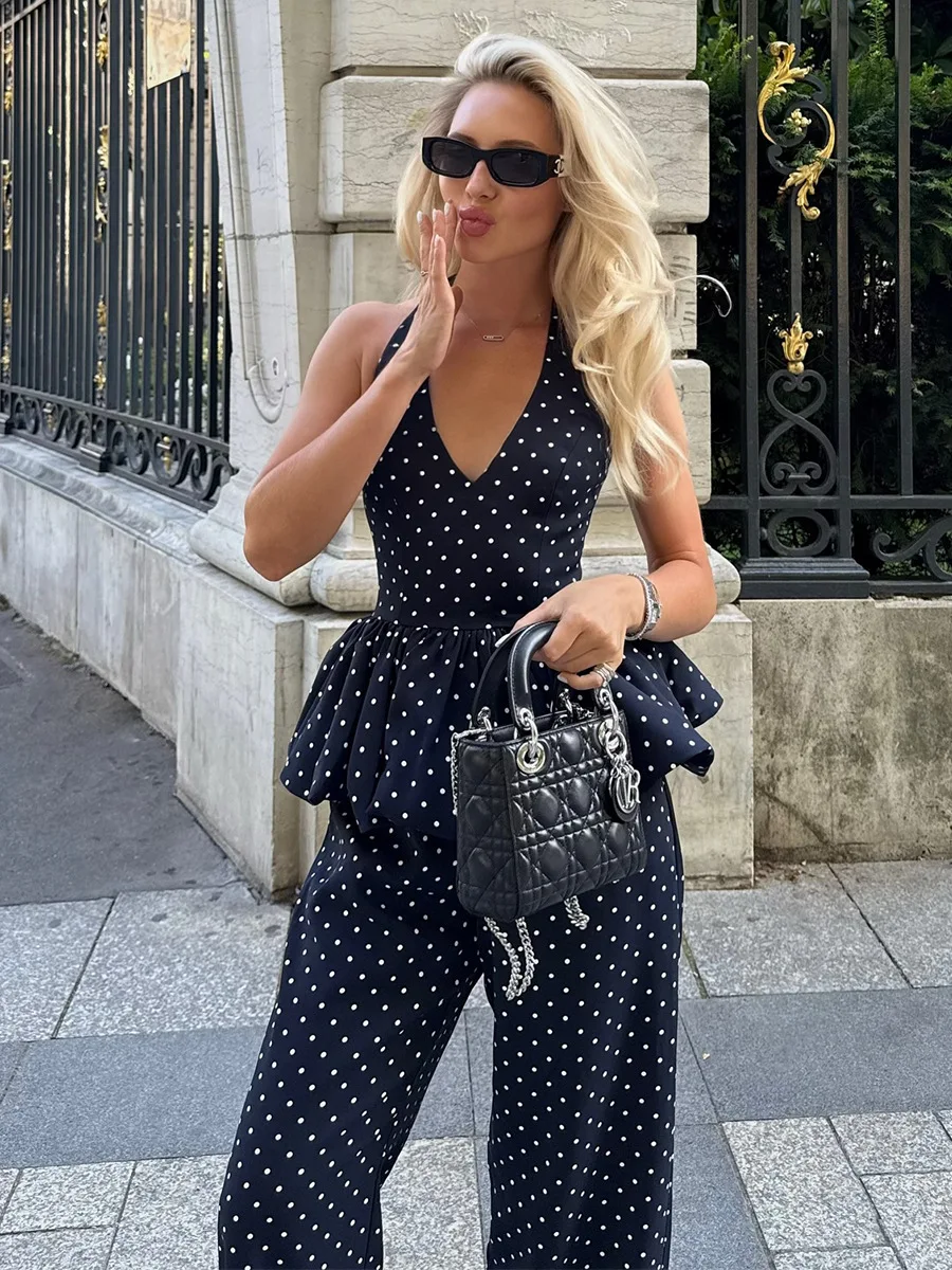 New in Women's 2026 Spring Summer New in Polka Dot Printed Pants Set Hot Girl Vibe Halter Cami Wide-Leg Pants 2-Piece Outfit
New in Women's 2026 Spring Summer New in Polka Dot Printed Pants Set Hot Girl Vibe Halter Cami Wide-Leg Pants 2-Piece Outfit