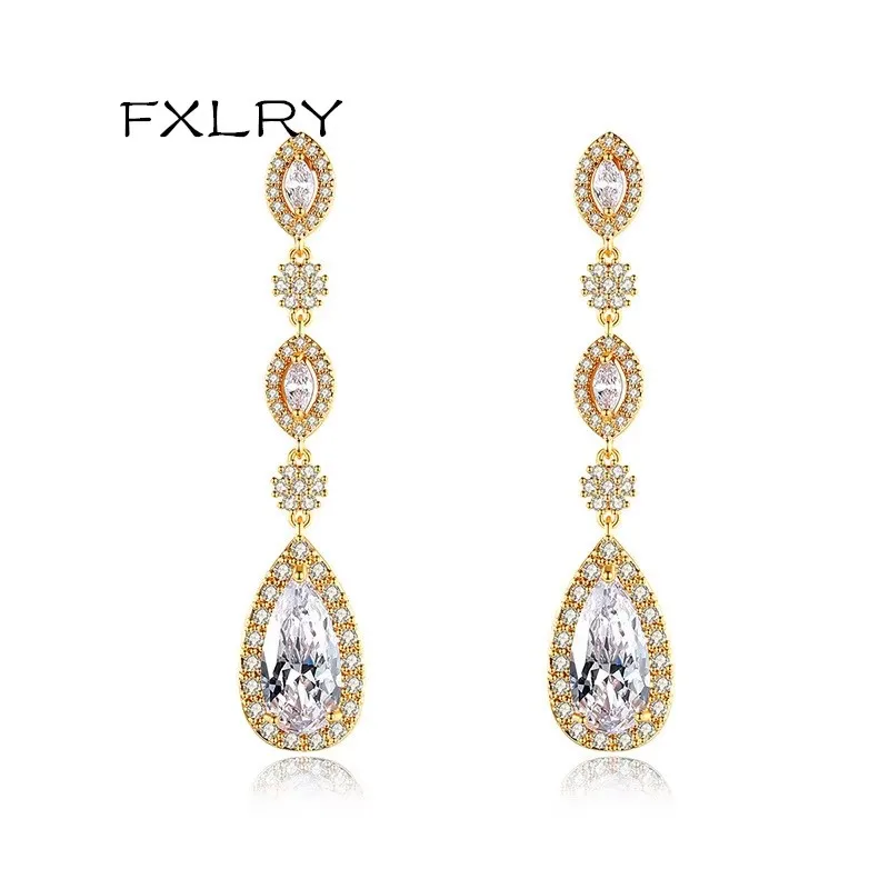 FXLRY Elegant White Color AAA Cubic Zircon Long Water Drop Earrings for Women Wedding Fashion Jewelry
FXLRY Elegant White Color AAA Cubic Zircon Long Water Drop Earrings for Women Wedding Fashion Jewelry