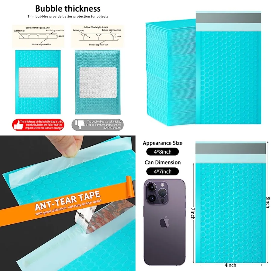 Bubble Mailers, 4x7 Inch Padded Bubble Mailers Pack of 100 Bubble Envelopes Opaque Self Seal Adhesive Waterproof Bags for Shipp
Bubble Mailers, 4x7 Inch Padded Bubble Mailers Pack of 100 Bubble Envelopes Opaque Self Seal Adhesive Waterproof Bags for Shipp