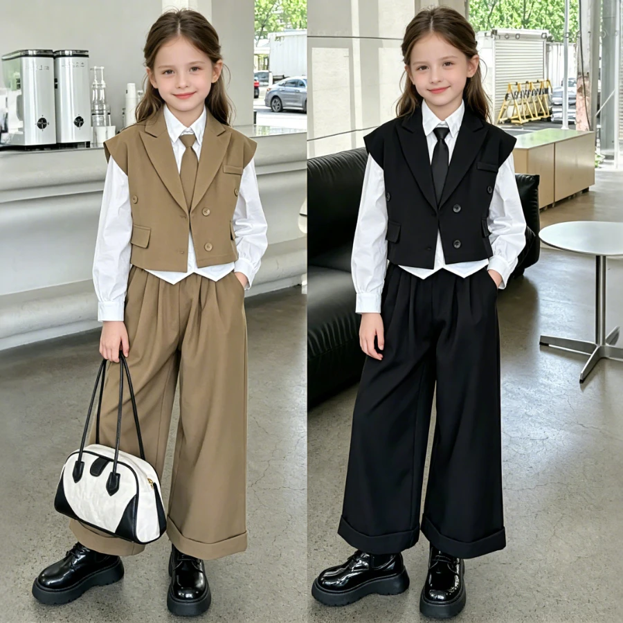 Girls Suit Trendy Blazer Vest Shirt Wide-Leg Pants 3-Piece School Teen Children Formal Clothes Set Casual Kids Party Outfits
Girls Suit Trendy Blazer Vest Shirt Wide-Leg Pants 3-Piece School Teen Children Formal Clothes Set Casual Kids Party Outfits