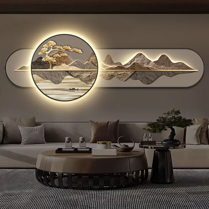 The "Ten Thousand Miles Landscape and Nine Fish" painting, the sofa background wall painting in the living room, the lamp - a 20
The "Ten Thousand Miles Landscape and Nine Fish" painting, the sofa background wall painting in the living room, the lamp - a 20