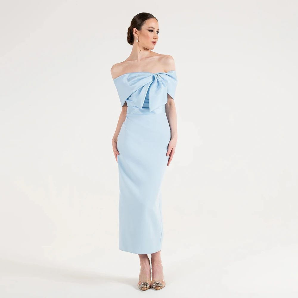 Customized Modern Style Jersey Pleat Bow Straight Off-the-shoulder Long Dresses Bespoke Occasion Dresses Simple Sizes Available
Customized Modern Style Jersey Pleat Bow Straight Off-the-shoulder Long Dresses Bespoke Occasion Dresses Simple Sizes Available