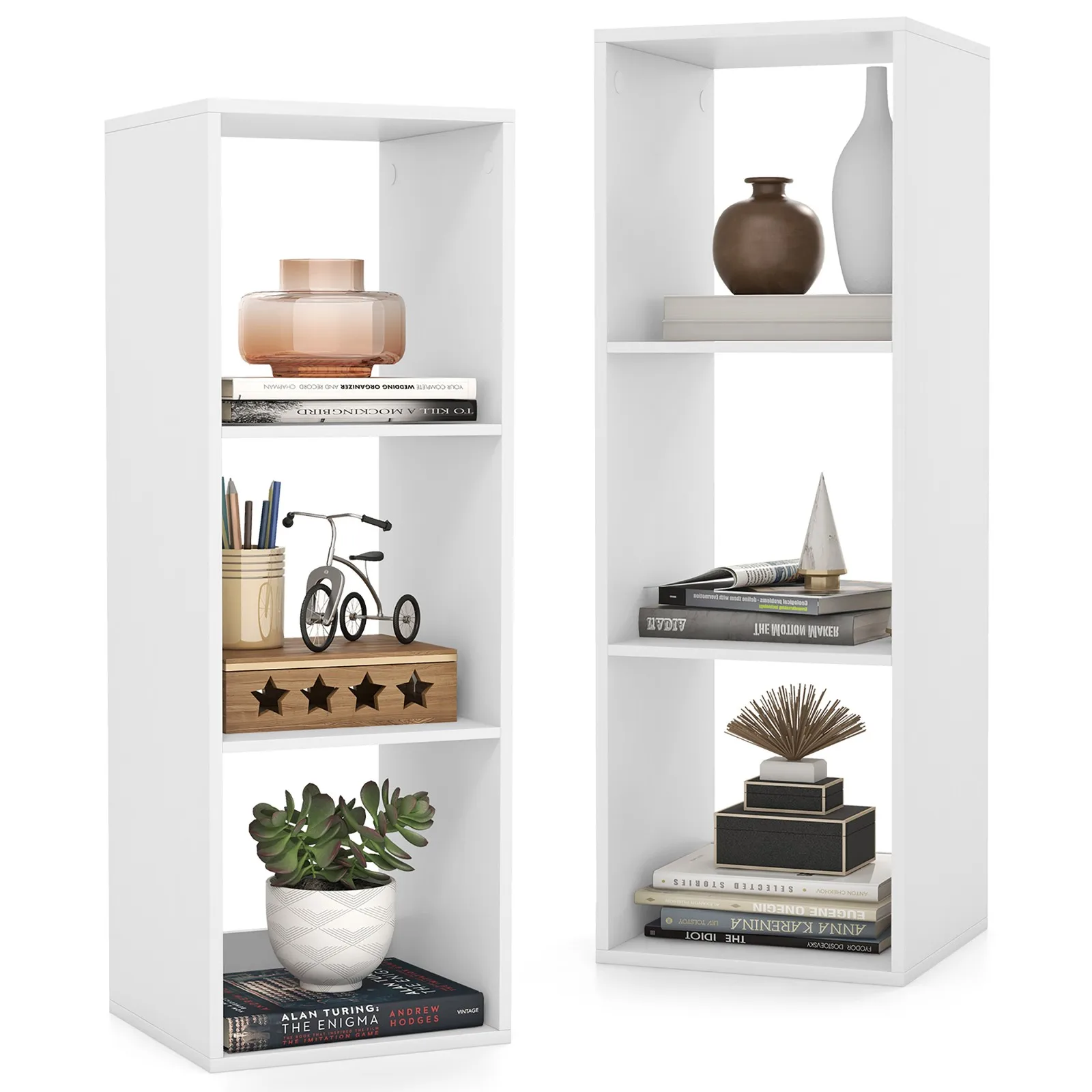 3-Cube Bookshelf Modern Vertical Bookcase w/ Back Guardrail & Anti-tipping Kits
3-Cube Bookshelf Modern Vertical Bookcase w/ Back Guardrail & Anti-tipping Kits